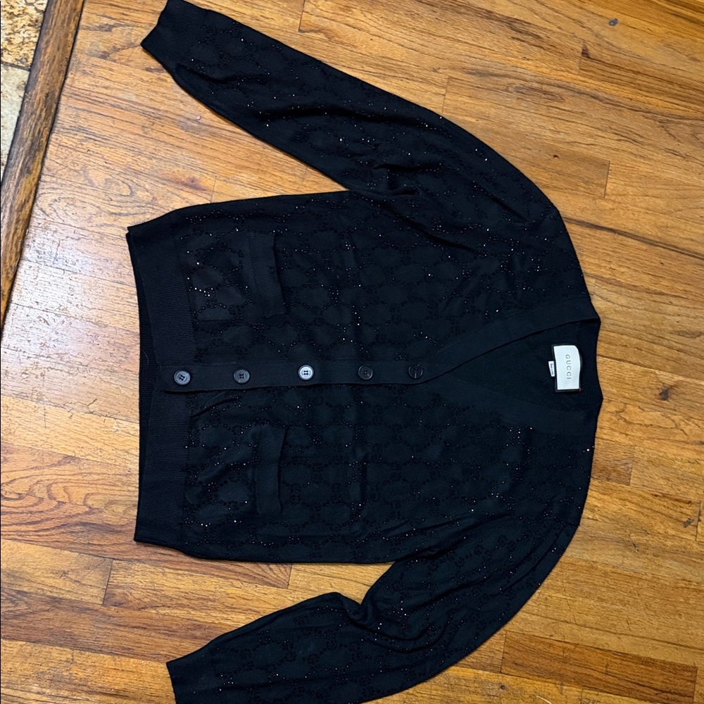 Gucci Black Cardigan with Subtle Pattern